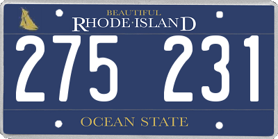 RI license plate 275231