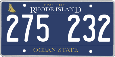 RI license plate 275232