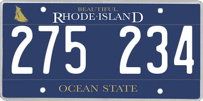 RI license plate 275234