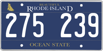 RI license plate 275239