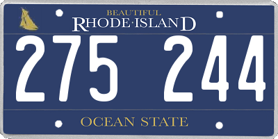 RI license plate 275244