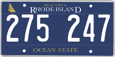 RI license plate 275247