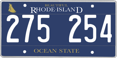 RI license plate 275254