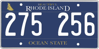 RI license plate 275256
