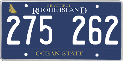 RI license plate 275262