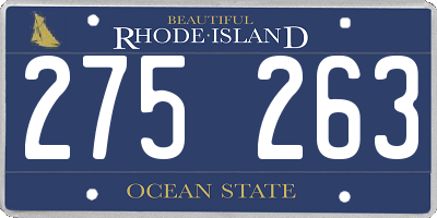 RI license plate 275263