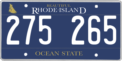 RI license plate 275265