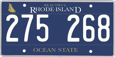 RI license plate 275268