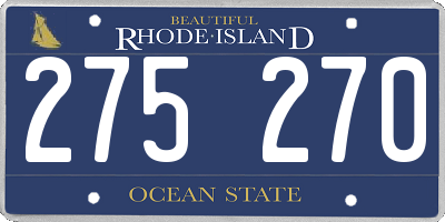 RI license plate 275270