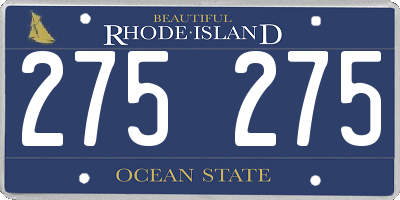 RI license plate 275275