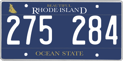 RI license plate 275284