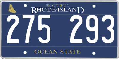 RI license plate 275293