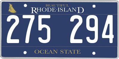RI license plate 275294