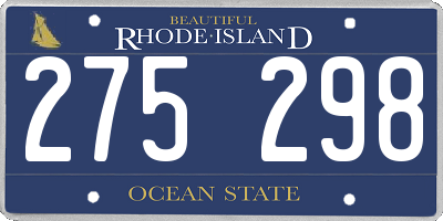 RI license plate 275298
