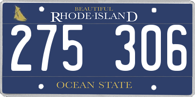 RI license plate 275306