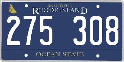 RI license plate 275308