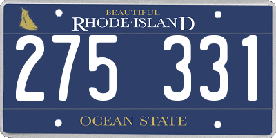 RI license plate 275331