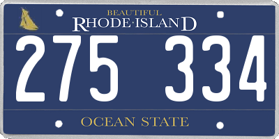 RI license plate 275334