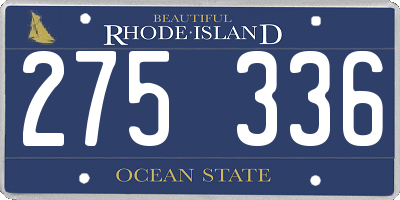 RI license plate 275336