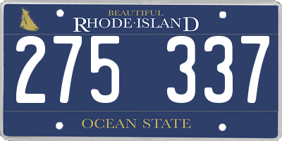 RI license plate 275337