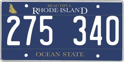 RI license plate 275340