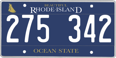 RI license plate 275342