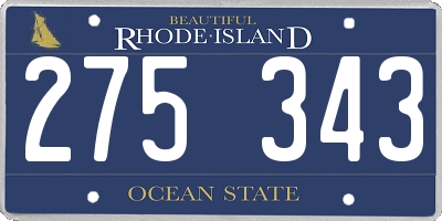 RI license plate 275343