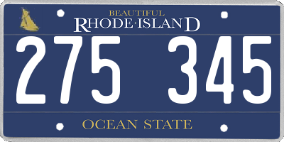 RI license plate 275345