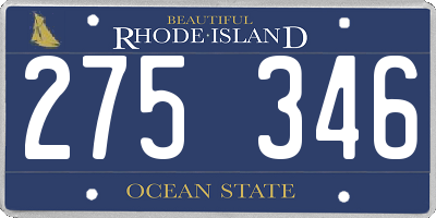 RI license plate 275346