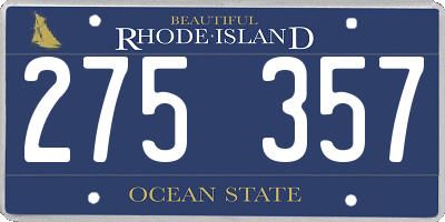 RI license plate 275357