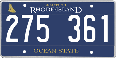 RI license plate 275361