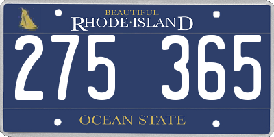 RI license plate 275365