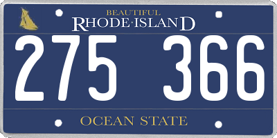 RI license plate 275366