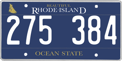 RI license plate 275384