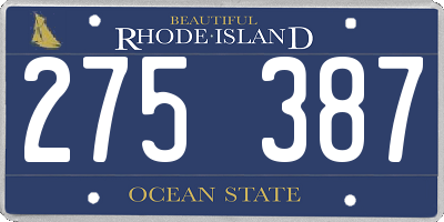 RI license plate 275387