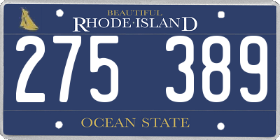 RI license plate 275389