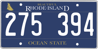 RI license plate 275394
