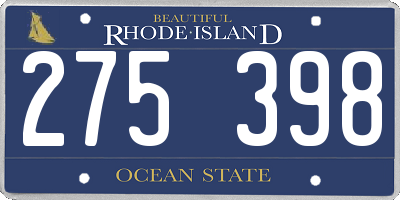 RI license plate 275398