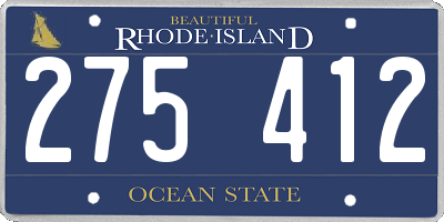 RI license plate 275412