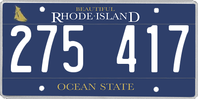 RI license plate 275417