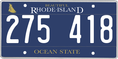 RI license plate 275418