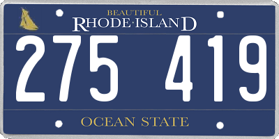 RI license plate 275419