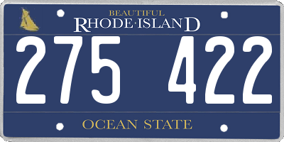 RI license plate 275422