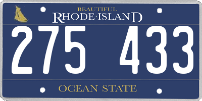 RI license plate 275433