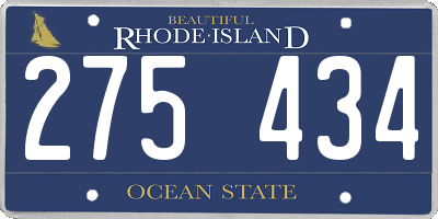RI license plate 275434