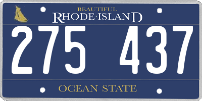 RI license plate 275437