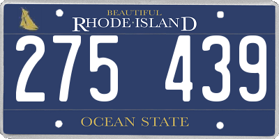 RI license plate 275439