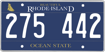 RI license plate 275442