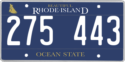 RI license plate 275443