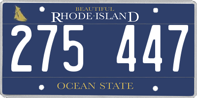 RI license plate 275447